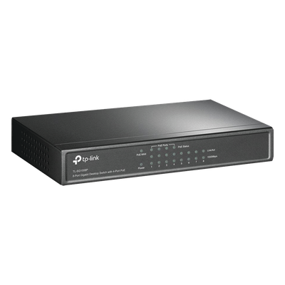 Switch PoE+ no administrable / 8 puertos Gigabit / 4 puertos PoE+ 802.3af/at / 55W total / Sin ventilador / Escritorio