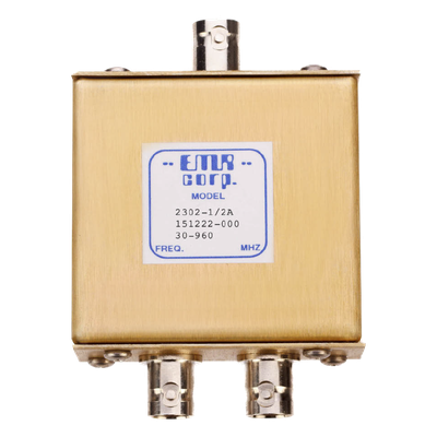 Divisor de Potencia de 2 Vías / 30-960 MHz / 0.5 W / BNC Hembra / 1.1 x 2.2 x 3.3 pulgadas