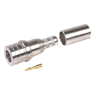 Conector QMA Macho / Anillo Plegable / RG-58/U, LMR-195 / 50 Ohm / 0-6 GHz / 335 VRMS / 0.41 x 0.98 in