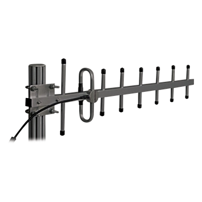 Antena Yagi Anodizada en Negro 340-366 MHz, 7 Elementos, 10 dB de Ganancia, 250 Watt, N Macho.