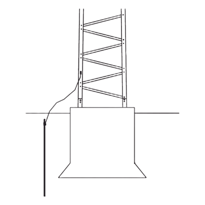 Kit de Aterrizaje para Torre / Electrodo 5/8" x 8' (2.4 m) / Alambre #6 BSC Cobre Trenzado / Conectores y Tornillería Incluidos
