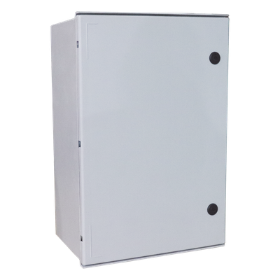 Gabinete de Poliéster IP65 / 600 x 800 x 300 mm / Carga 25 kg / Placa Trasera 581 x 705 mm / Cerradura con Llave / Uso en Intemperie