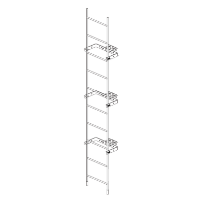 Escalera Externa Sólida / 3 m (10') / Secciones 1-12 / 3 Herrajes Sujetadores / Galvanizada en Caliente