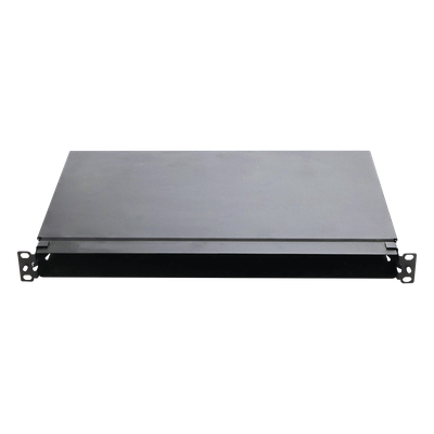 Panel de Distribución de Fibra Óptica / Montaje Rack 19" / 1UR / Hasta 96 Fibras / Bandeja Fija / 4 Casetes QuickNet o Placas FAP/FMP