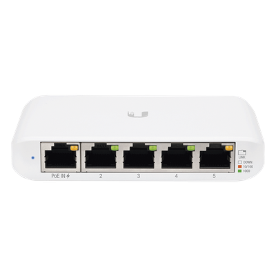 Switch Administrable Compacto / 5 Puertos Gigabit RJ45 / PoE 802.3af/at Entrada / USB-C o PoE / 4.22 x 2.76 x 0.83 pulgadas