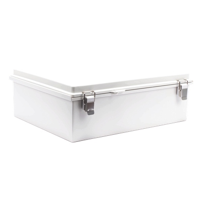 Gabinete de Protección IP66 / ABS 350 x 465 x 160 mm / Cierre con Broche Inoxidable / Opción Candado / Compatible Ventilación 60x60 mm