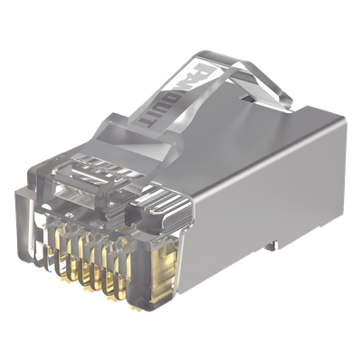 Plug RJ45 Cat5e Blindado / 50μ Oro / 24-26 AWG / 100 Piezas / -10°C a 60°C / PoE++ 100W