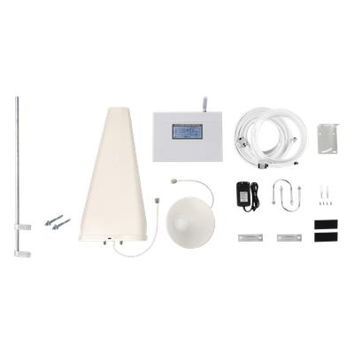 Amplificador de Señal Celular / Triple Banda 850/1900/2100 MHz / Ganancia 70 dB / 2G/3G/4G y VoLTE / Cobertura 2 Espacios