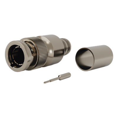 Conector BNC Macho / 75 Ohm / Anillo Plegable / RG-11/U Grupo R1 / 25 mm / Níquel-Oro-Teflón
