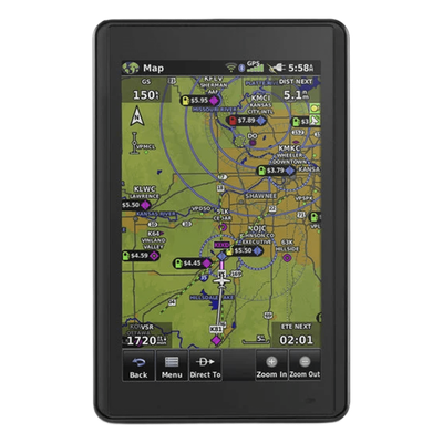 Navegador portátil aéreo / Pantalla táctil 5' / Visión 3D / Receptor SBAS/WAAS/GLONASS / Tráfico aéreo en tiempo real / 4 horas batería / 0.245 kg