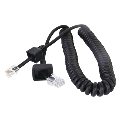 Cable para Micrófono de Radio Móvil / Conector RJ-45 de 6 Pines / Longitud 300 mm (11.8 in) / Cobre Desnudo / Temperatura -20~105°C / Funda PP-PU
