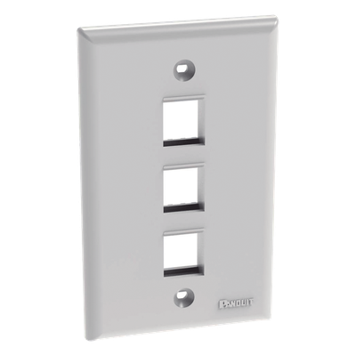 Placa de Pared Vertical / 3 Puertos Keystone / ABS / 69.8 x 114.3 mm / 2.75 x 4.5 pulg. / Blanco