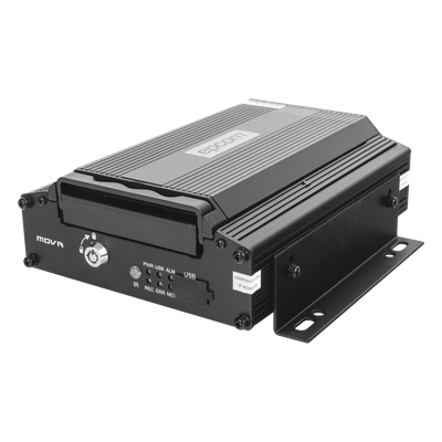 DVR Móvil / 4 Canales AHD 2 Megapixel + 1 Canal IP / H.265 / Chip IA Embebido / ADAS y DSM / 4G / WiFi / GPS / HDD hasta 2 TB / -40 °C a 70 °C (-40 °F a 158 °F)