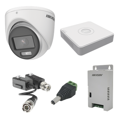 Kit de Videovigilancia TurboHD / 4 Canales / 1080p Lite / 4 Cámaras Eyeball / Color 24/7 / Audio Coaxitron / Fuente Regulada