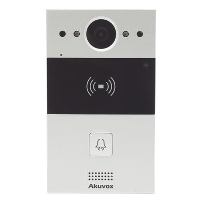 Videoportero IP / 1 Botón / Cámara 2 Megapixel / 110° / Lector MIFARE y PROX EM / SIP / ONVIF / IP65 / PoE / Control 2 Puertas / Cloud