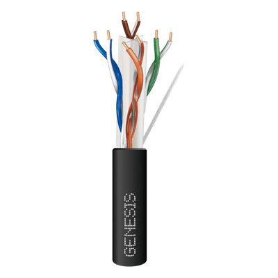 Carrete de Cable Cat6 / 305 m (1000 pies) / Calibre 24 AWG / Exterior UV / -20°C a 60°C / 400 MHz / RoHS