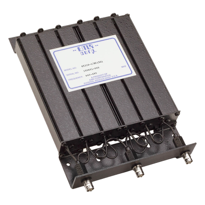 Duplexer de Rechazo de Banda / 440-490 MHz / 4.6-6 MHz Separación Tx-Rx / 50 W / 6 Cavidades / 1.25 x 6 x 9.5 in