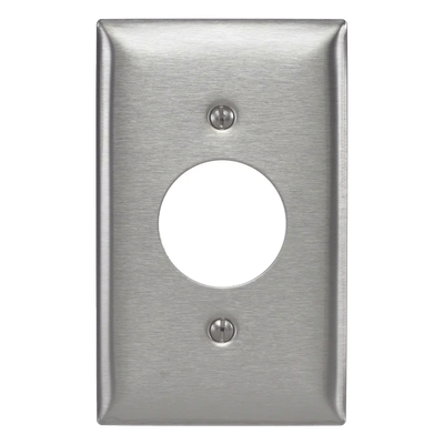 Placa para Receptáculo / Acero Inoxidable 302/304 / No Magnética / 1 Abertura 1.6" (40.6 mm) / Compatible 15, 20 y 30 A