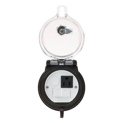 Dispositivo Circular de Puertos de Acceso a Datos / 2 Espacios Mini-Com / Receptáculo NEMA 5-15R / IP66 / 3" de Diámetro