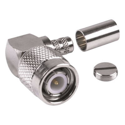 Conector TNC Macho / Ángulo Recto / RG-8/X / LMR-240 / Níquel / Oro / Teflón
