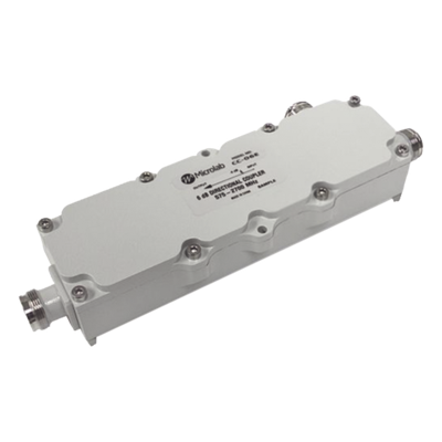 Acoplador direccional / 5dB / 575-2700MHz / 300W / -161dBc PIM / IP67 / Conector 4.3-10