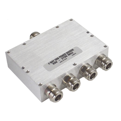 Divisor de Potencia Wilkinson / 4 Vías / 698-2700 MHz / 50 W / Conectores N / Aislamiento 20 dB