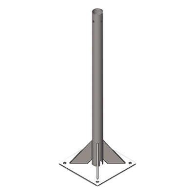 Mástil de Telecomunicaciones / 4 m (13.1 ft) de Altura / Tubo 2" Cédula 30 / Acero A36 Galvanizado / Placa Base 30 x 30 cm / Soporte Integrado para Pararrayos