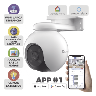 Cámara PT IP / 3K 5 Megapixel / Visión 360° / IR 30 m (98.4 ft) / Color Nocturno / Audio Bidireccional 100 dB / IP65 / Wi-Fi 2.4 GHz