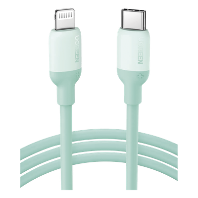 Cable USB-C a Lightning / Certificado MFi / 1 Metro (3.28 Pies) / Carga Rápida PD 20W / Sincronización 480 Mbps / Silicona y TPE / Verde
