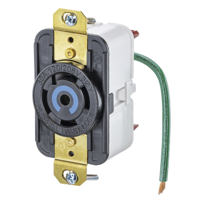 Receptáculo Industrial de Media Vuelta / 30 A / 120/208 V CA / 4 Polos / 5 Hilos / NEMA L21-30R / Interior Seco