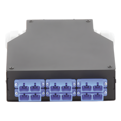 Distribuidor de Fibra Óptica / Riel DIN / 6 Acopladores SC/UPC Dúplex Monomodo / Charola 24 Fusiones / IP67 / 4x12.6x14.2 cm