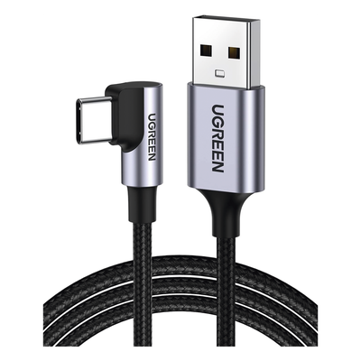 Cable USB-A a USB-C / 2 m (6.56 ft) / Conector 90° / Carga 60W / 480 Mbps / Nylon Trenzado / Aluminio