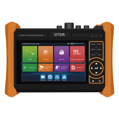 Tester Profesional OTDR y Video / Alcance 150 km (93.2 mi) / Rango Dinámico 34 dB / Pruebas 4K/8K / PoE Integrado / Pantalla 5.4" Táctil / Wi-Fi 2.4 GHz