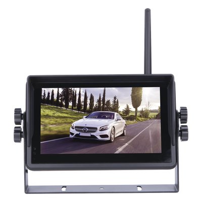 Sistema de Cámara de Reversa Inalámbrico / Monitor Táctil 7" 1024x600 / Transmisión 2.4 GHz / Alcance 200 m (656.2 ft) / IP69K / 12-24 VDC