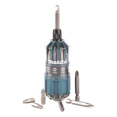 Desarmador manual / 18 puntas intercambiables / Phillips PH2-PH5 / Pozidriv PZ1-PZ3 / Planas SL4-SL6 / Acero cromado vanadio