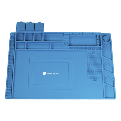 Tapete de Silicona para Reparación Electrónica / 45 x 30 cm (17.7 x 11.8 in) / Resistente al Calor 200°C / Áreas Magnéticas / Compartimentos Numerados