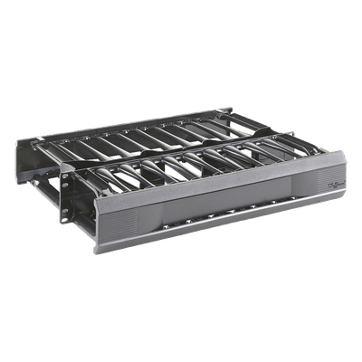 Organizador de Cables Horizontal / Doble Cara Frontal y Posterior / Rack 19in / 2 UR / Capacidad 223 Cables Cat 5e
