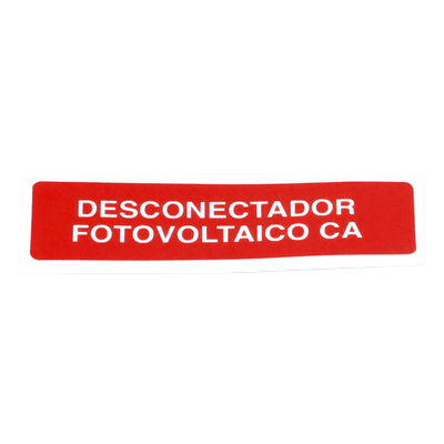 Etiqueta de Desconectador Fotovoltaico / Vinil Adhesivo Mate / Paquete 20 Unidades / Resistente a Clima Extremo