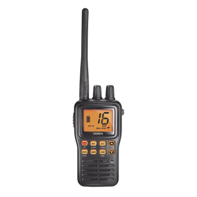 Radio Marina VHF Portátil / IPX8 Sumergible y Flotante / Potencia 1-5 W / Batería 12 h / Canales Internacionales, USA y Canadá
