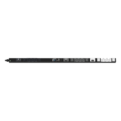 PDU Monitoreable / 24 Salidas (18 C13 + 6 C19) / Entrada NEMA L21-30P / 208 Vca / 30 A / Monitoreo de Energía y Ambiente / Pantalla OLED / Vertical