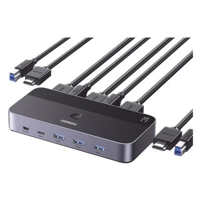 Conmutador KVM HDMI / 4K@60Hz HDR / 2 Entradas 1 Salida / 4 Puertos USB 3.0 / Carcasa Aluminio