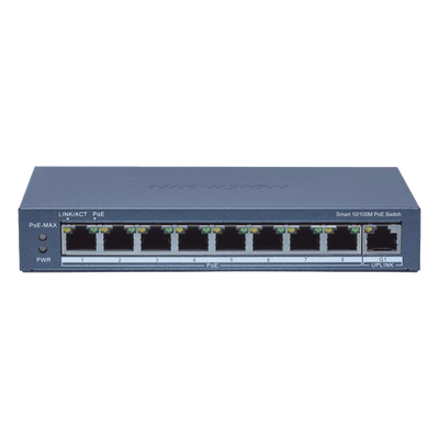 Switch Administrable PoE+ / 8 Puertos 10/100 Mbps / Uplink Gigabit / PoE Extendido 300 m (984.3 ft) / 110 W / Gestión Remota