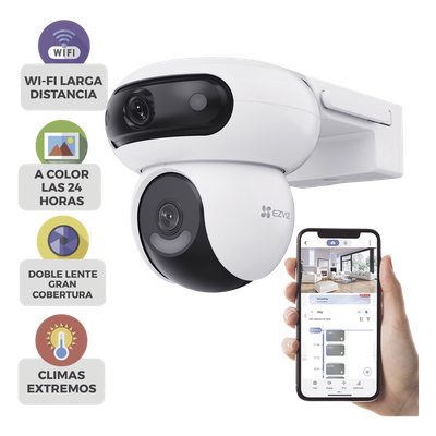 Cámara IP Doble PT / 8 Megapixel / Color Nocturna 40 m (131.2 ft) / Wi-Fi / IP65