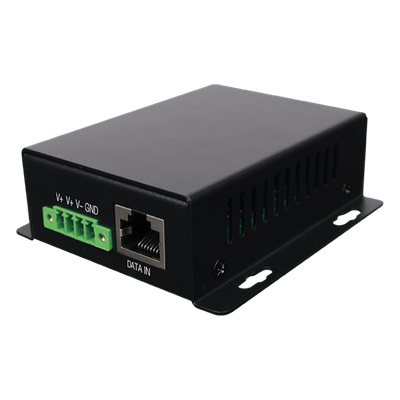 Inyector PoE Industrial / Entrada 9-42 Vcc / Salida 48V PoE 802.3af/at / Dual RJ45 10/100/1000 Mbps / Rango -20℃ a 70℃
