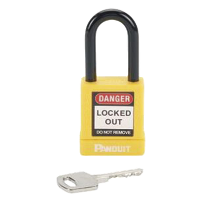 Candado de Bloqueo LOTO / Dieléctrico / Llave Única / Grillete 6.5 mm / Cuerpo 45x20x40 mm / Amarillo