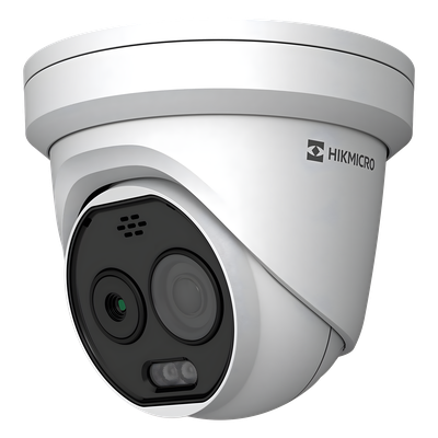 Cámara Turret IP Bi-Espectral / Térmica 160×120 / Óptica 5 MP / -20°C a 150°C / VCA 3.0 / Vehículo 60 m / Humano 20 m