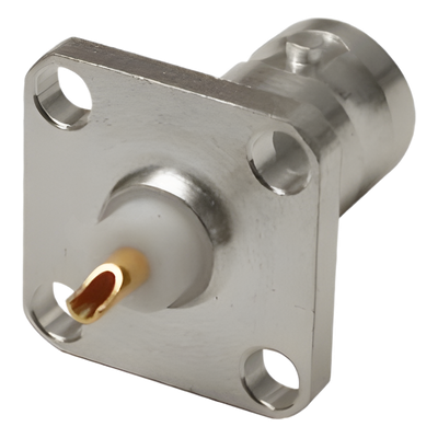 Conector BNC Hembra / Montaje Panel 4 Perforaciones / 13 mm / 50 Ω / Soldable PCB
