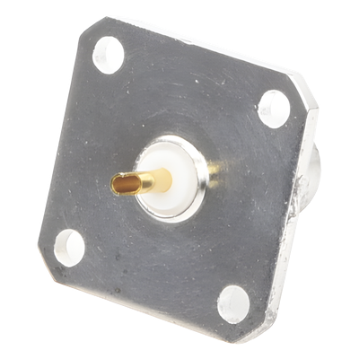 Conector BNC Hembra / Soldable para Chasis / 4 Perforaciones 18 mm (0.59 ft) / Compatible UG-177/U