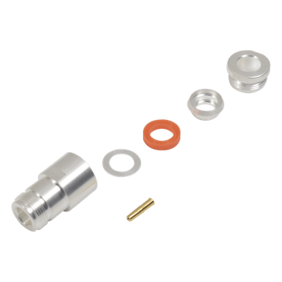 Conector RF N Hembra / Anillo Plegable / RG-8/U, RG213/U, RG214 / Bronce Plateado / Contacto Oro 24K