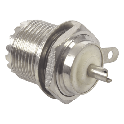 Conector UHF Hembra / Montaje Frontal D Plano / Cuerpo Níquel / Contacto Plata / Aislante Teflón